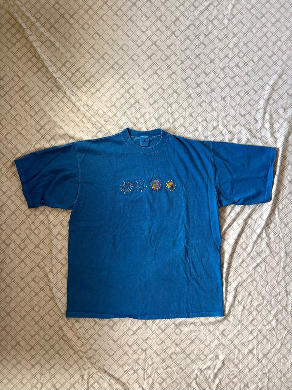 Vintage Single Stitch Delta Pro Weight Blue Graphic Men's T-Shirt